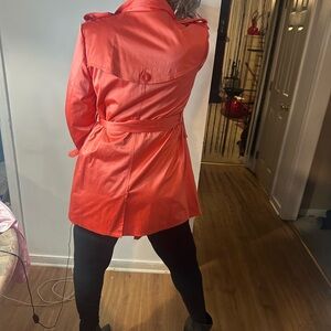 Dennis Basso Vibrant Red Trench Coat